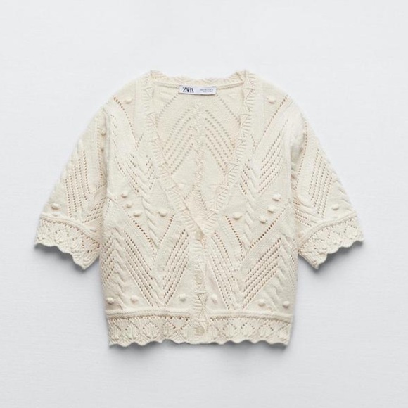 Zara Women's Cream Sweater Cardigan Small - Picture 2 of 6